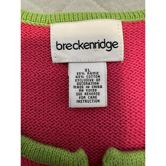 Breckenridge Womens Petite Cardigan Sweater Embellished Sailboats Tropical XL - Picture 9 of 10